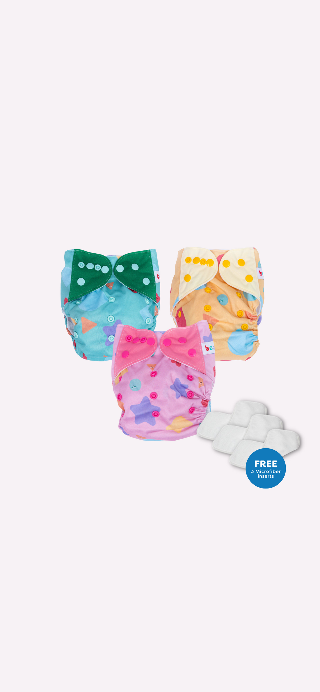 Snappies Little Beans Girly Patterns Cloth Diaper Set of 3