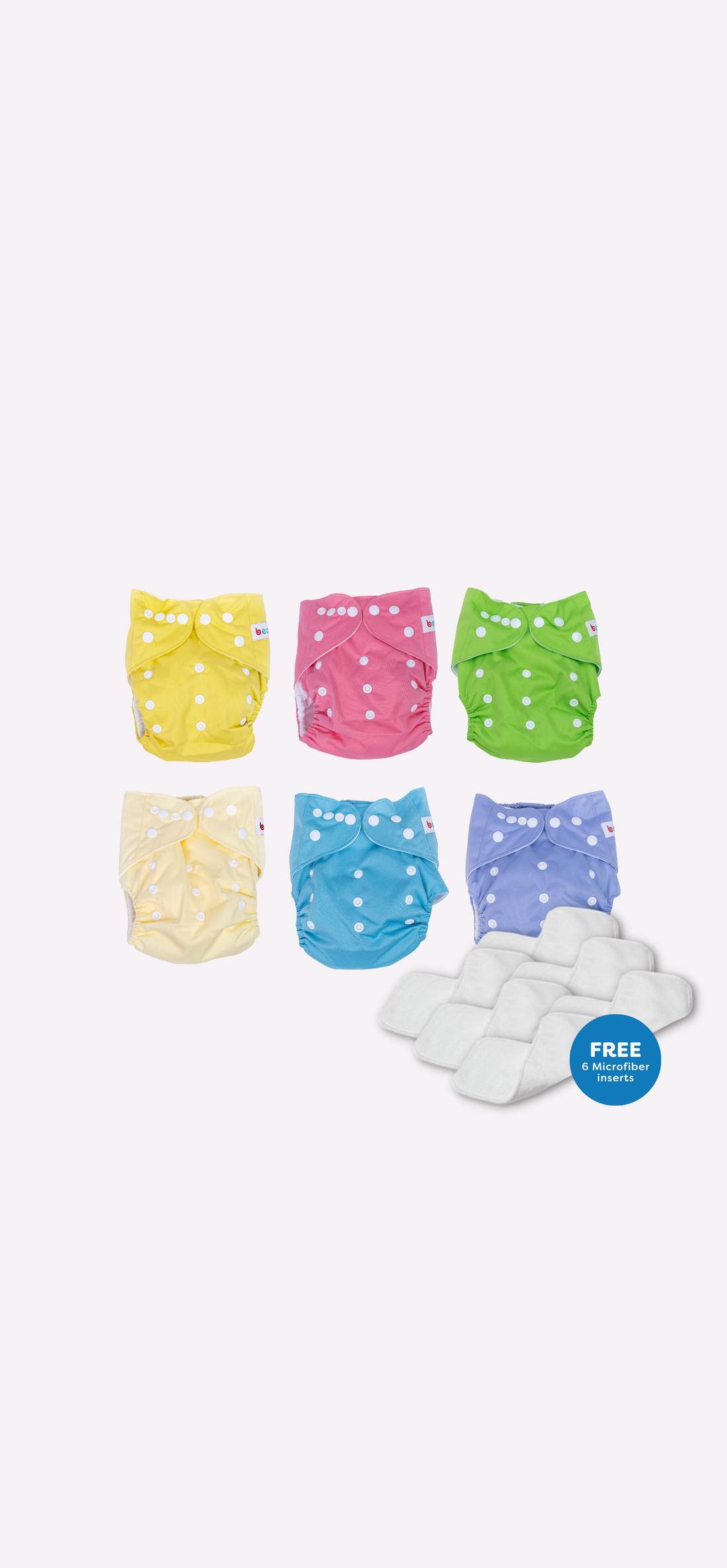 Snappies Basic Pastel Cloth Diaper Set of 6