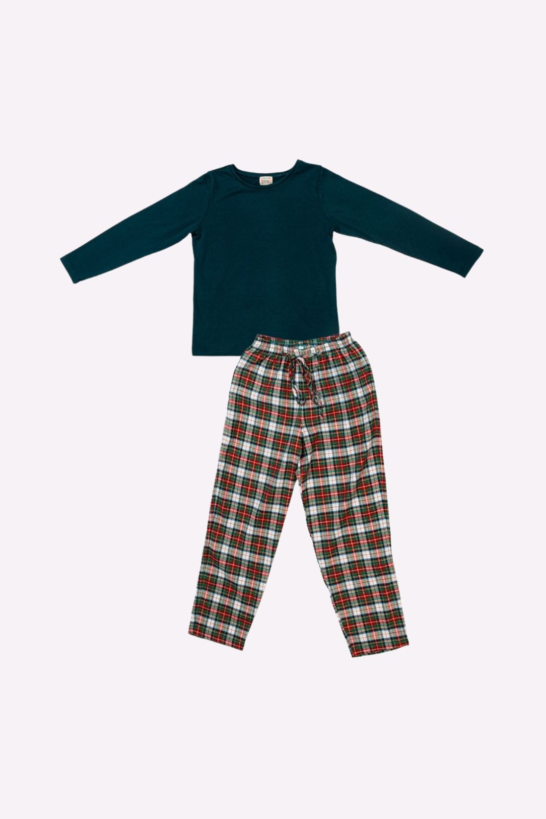 Blue Green Plaid Pajama Set for Mom