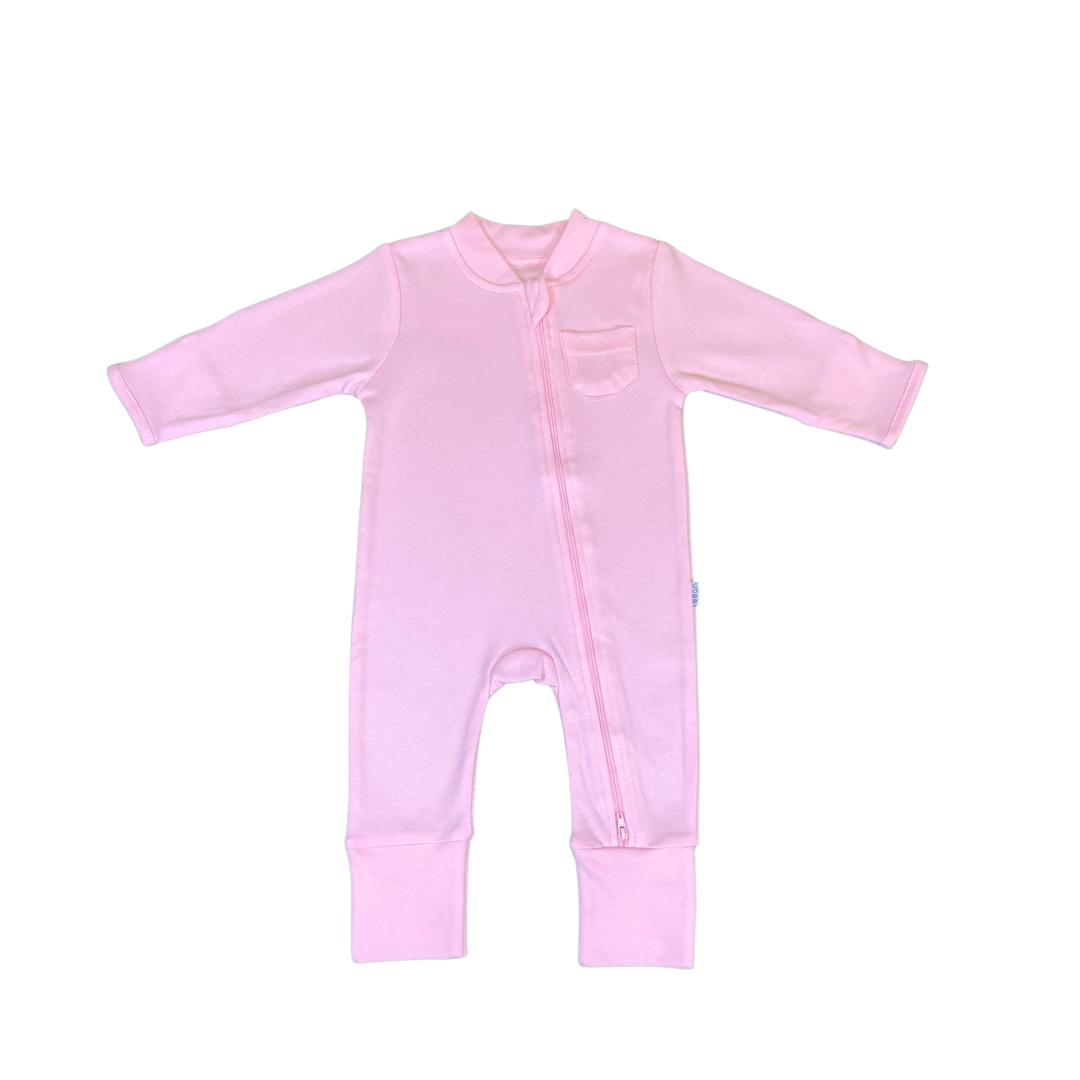 Sleepsuit with Double Pull Zipper - Pink