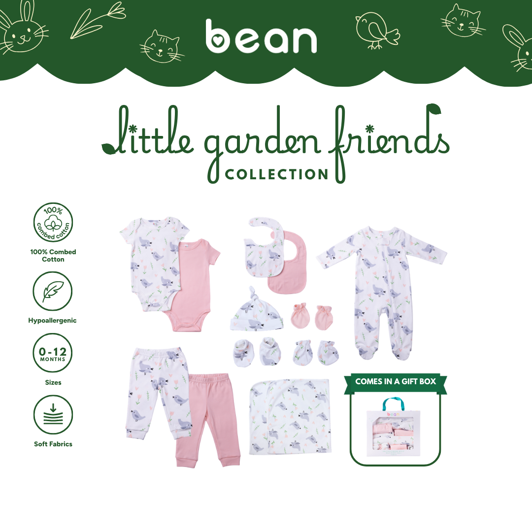 12-piece Newborn Gift Set Birds and Tulips