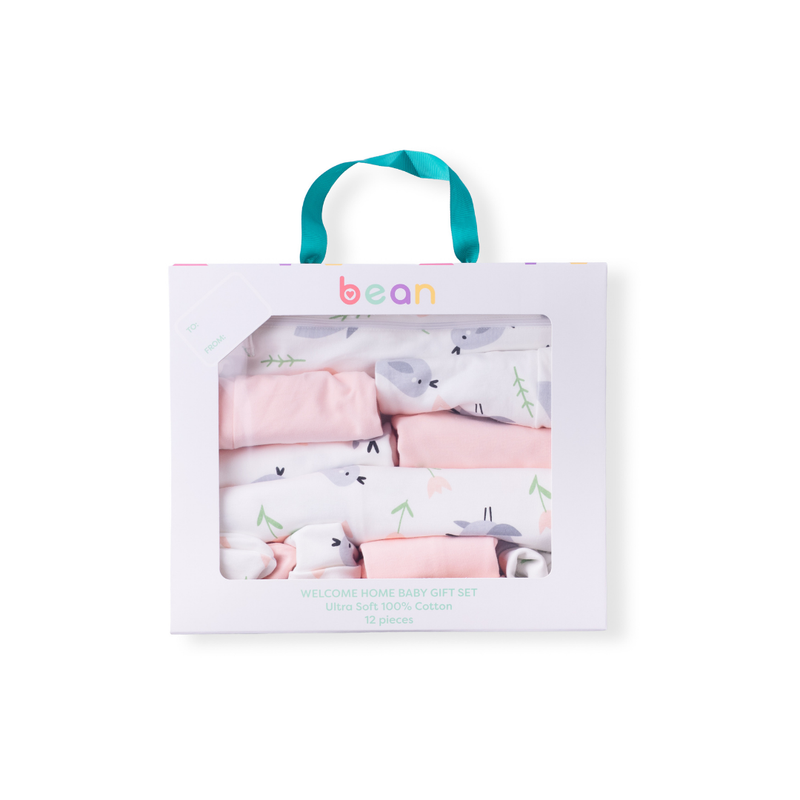12-piece Newborn Gift Set Birds and Tulips