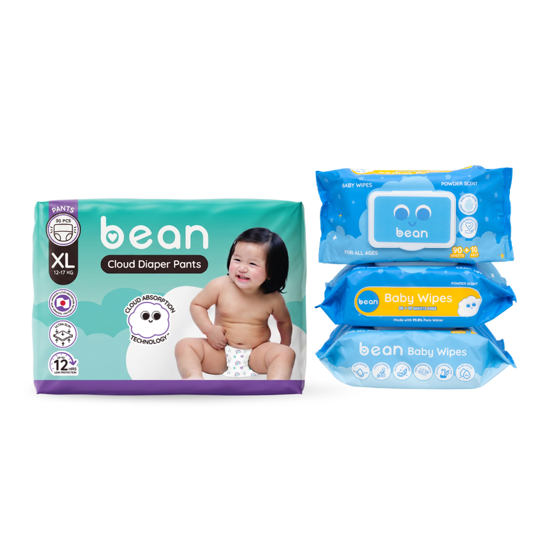 Cloud Diaper Pants and Powder Scent Baby Wipes Bundle