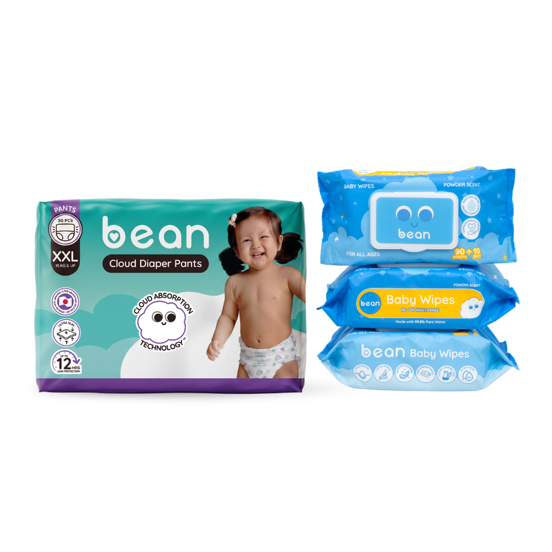 Cloud Diaper Pants and Powder Scent Baby Wipes Bundle
