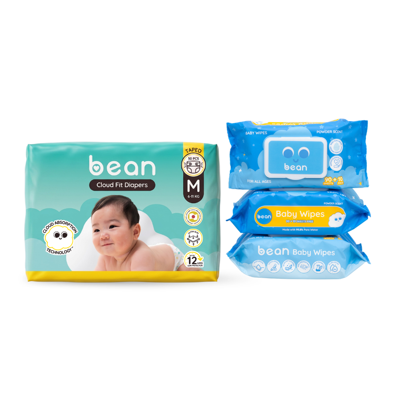 Cloud Fit Diapers and Powder Scent Baby Wipes Bundle