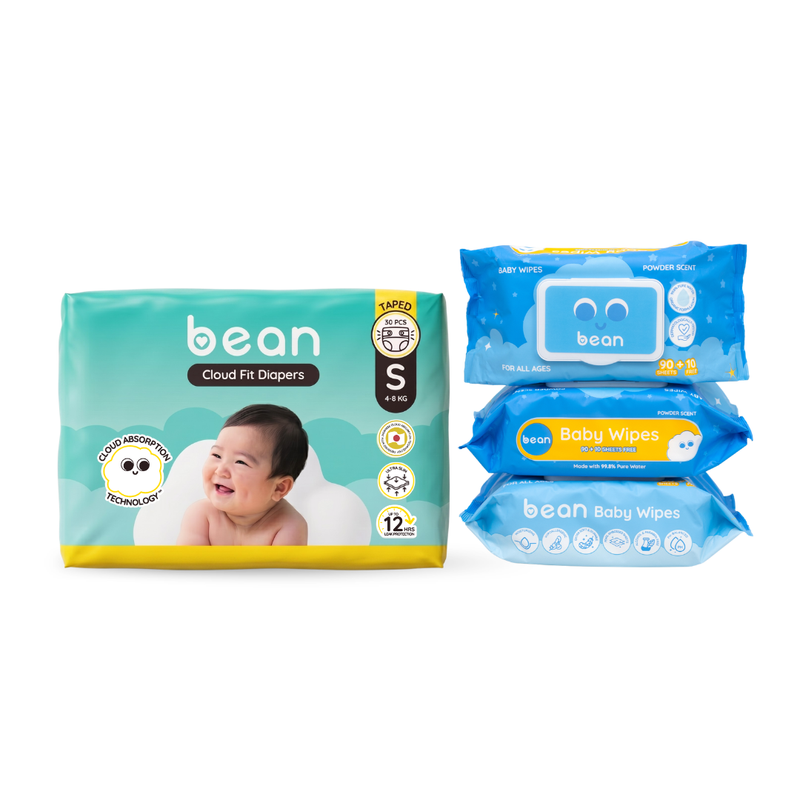 Cloud Fit Diapers and Powder Scent Baby Wipes Bundle