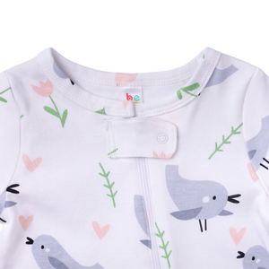 Baby Sleepsuit - Birds and Tulips