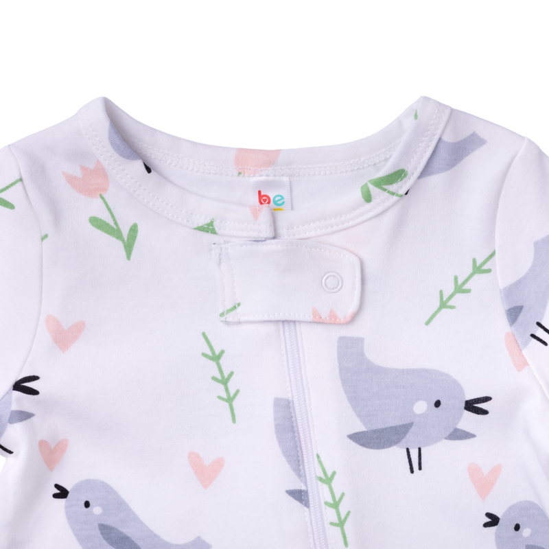 Baby Sleepsuit - Birds and Tulips