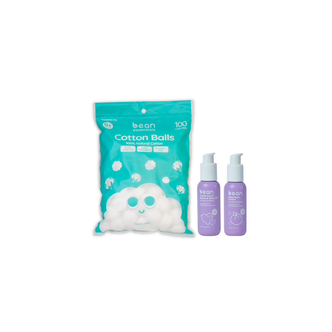 Bath & Body Bundle: Baby Bum Cream + Baby Oil + Cotton Balls