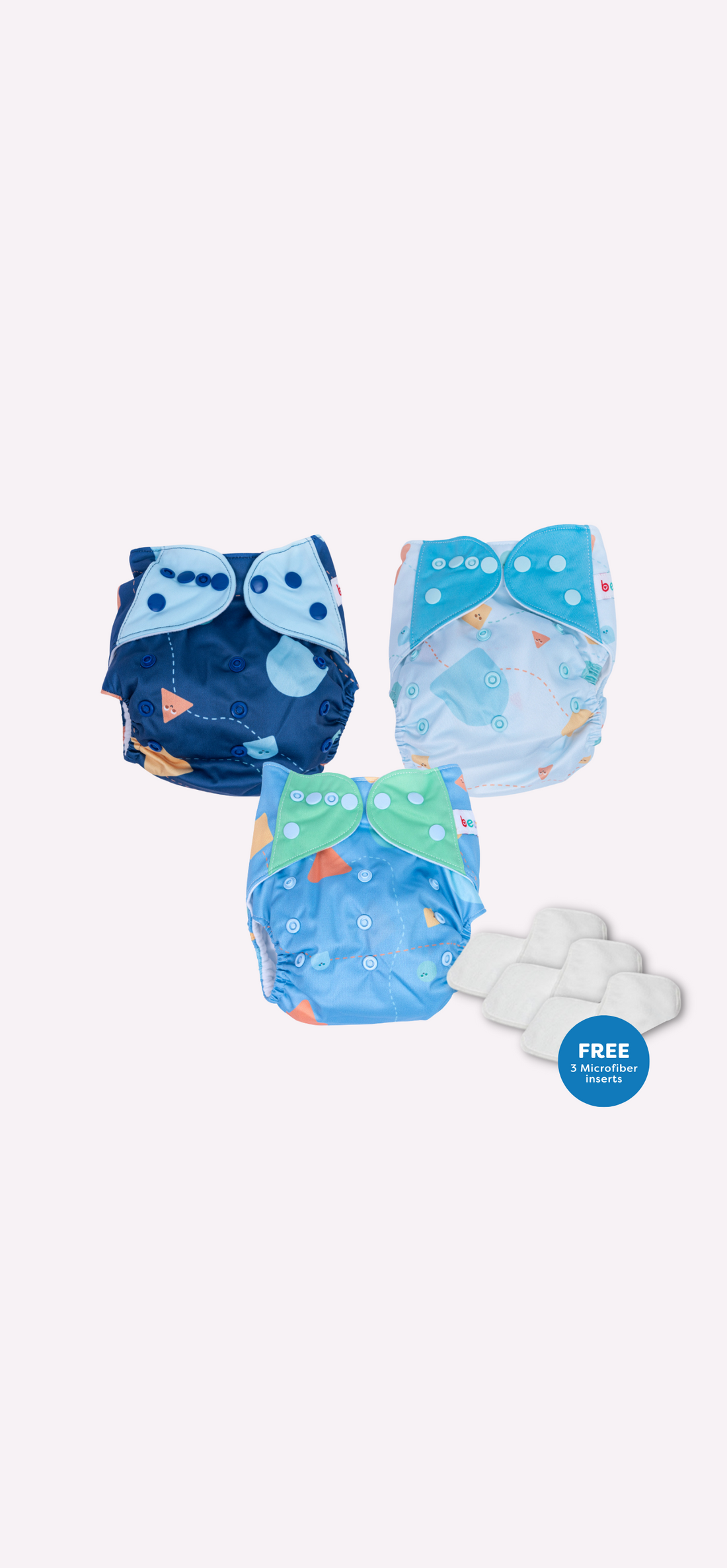 Snappies Little Bean Boys Pattern Cloth Diaper Set of 3