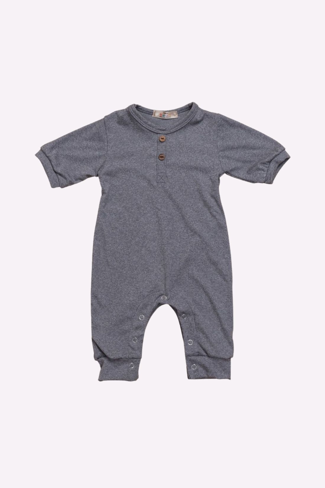 Set of 2 Rompers Light Grey Royal Blue