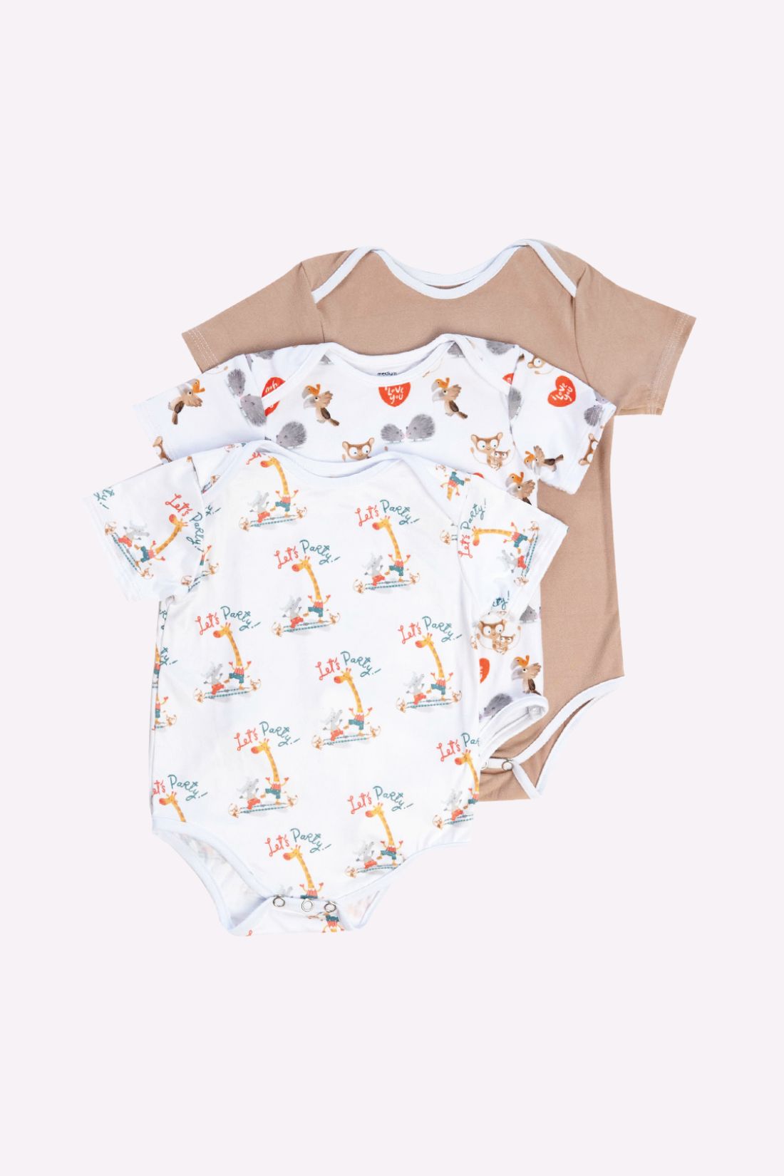 Set of 3 Onesies Giraffe and Carabao Endemic Animals and Plain Nude Onesie