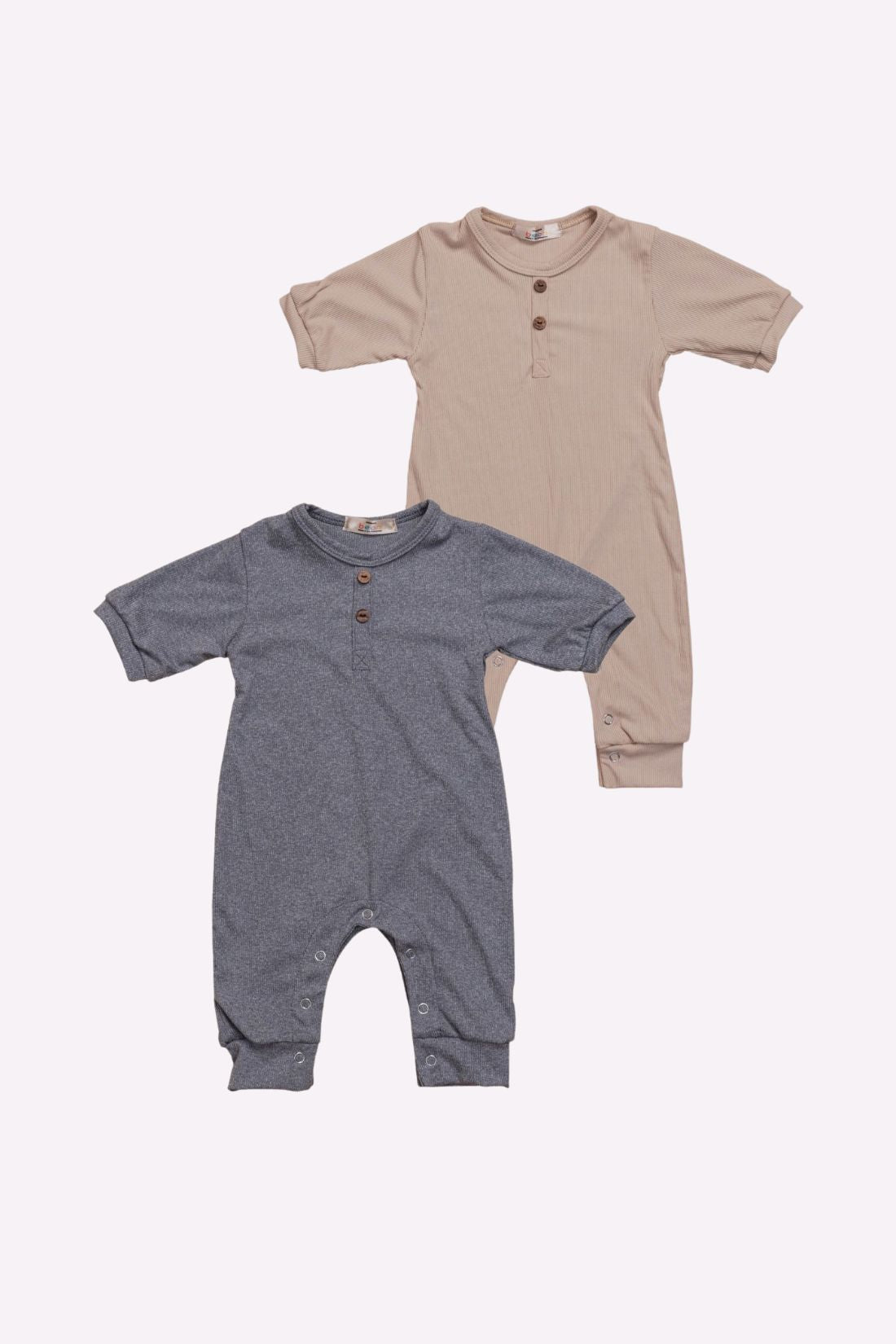 Set of 2 Rompers Nude Light Grey