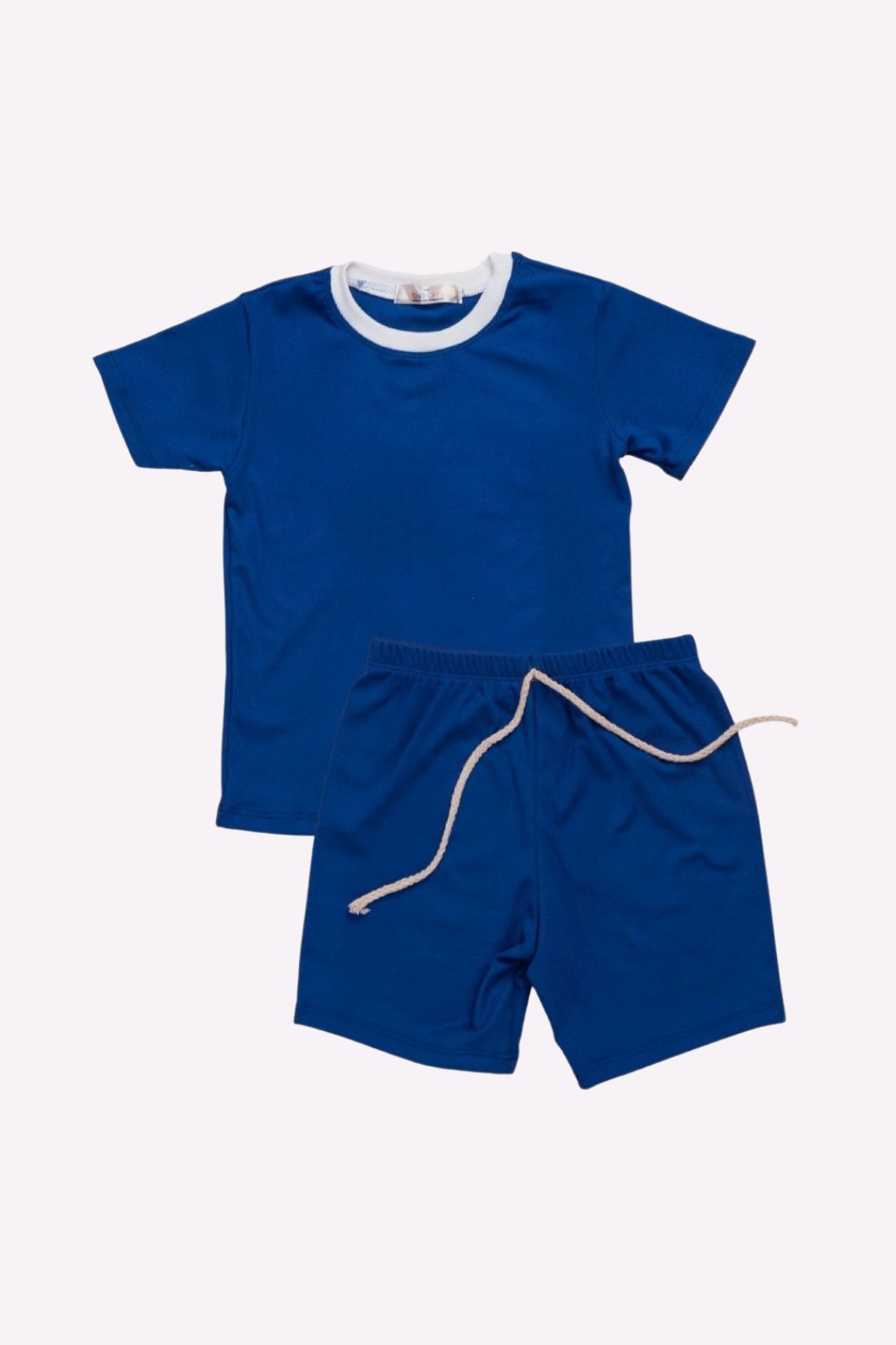 Set of 2 Shorts and Shirt Light Grey Royal Blue