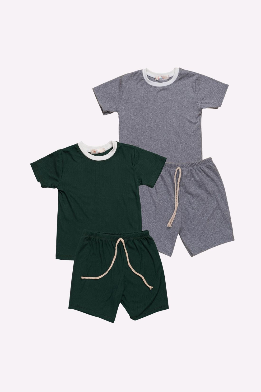 Set of 2 Shorts and Shirt Emerald Light Grey