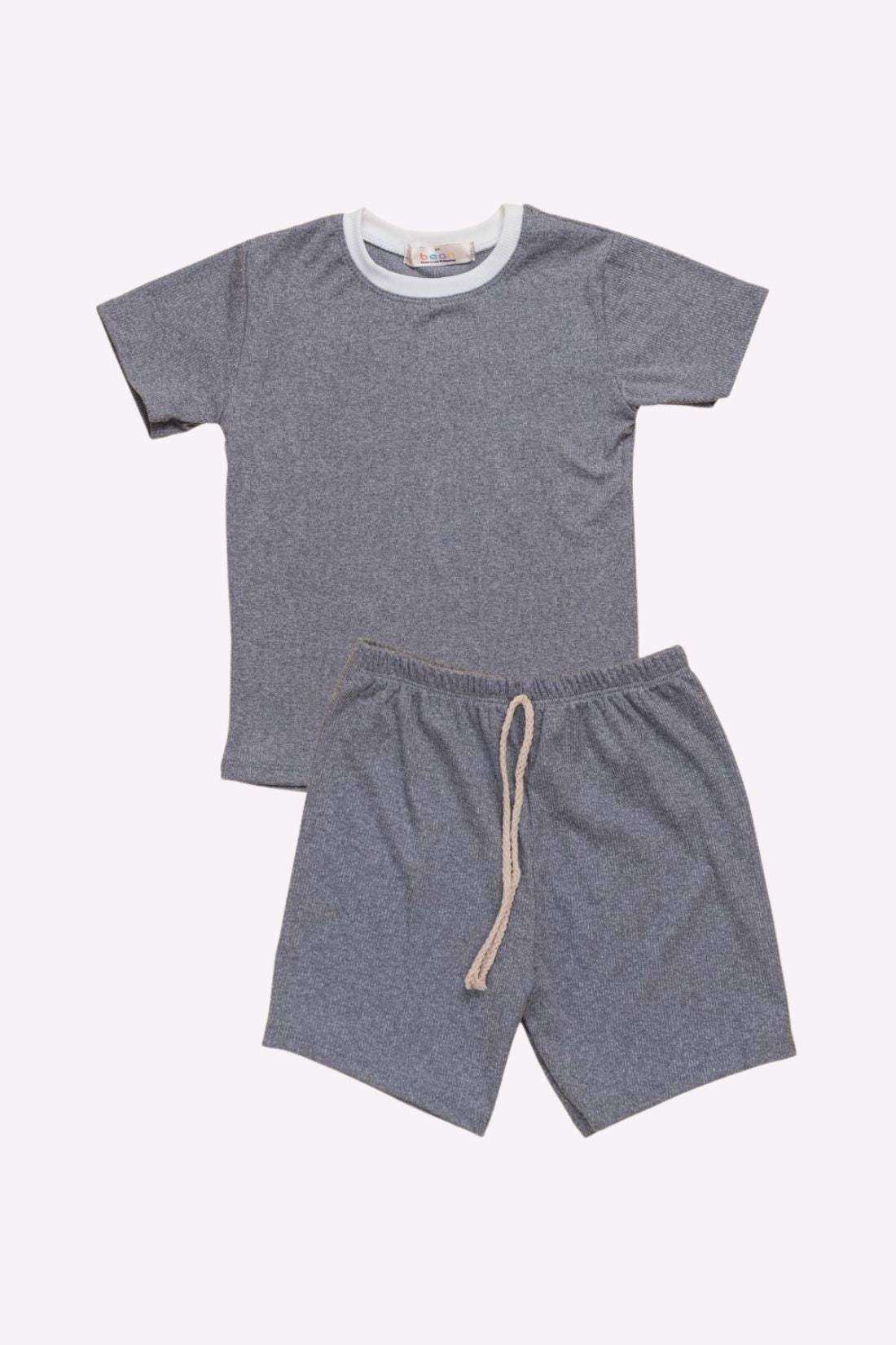 Set of 2 Shorts and Shirt Light Grey Royal Blue