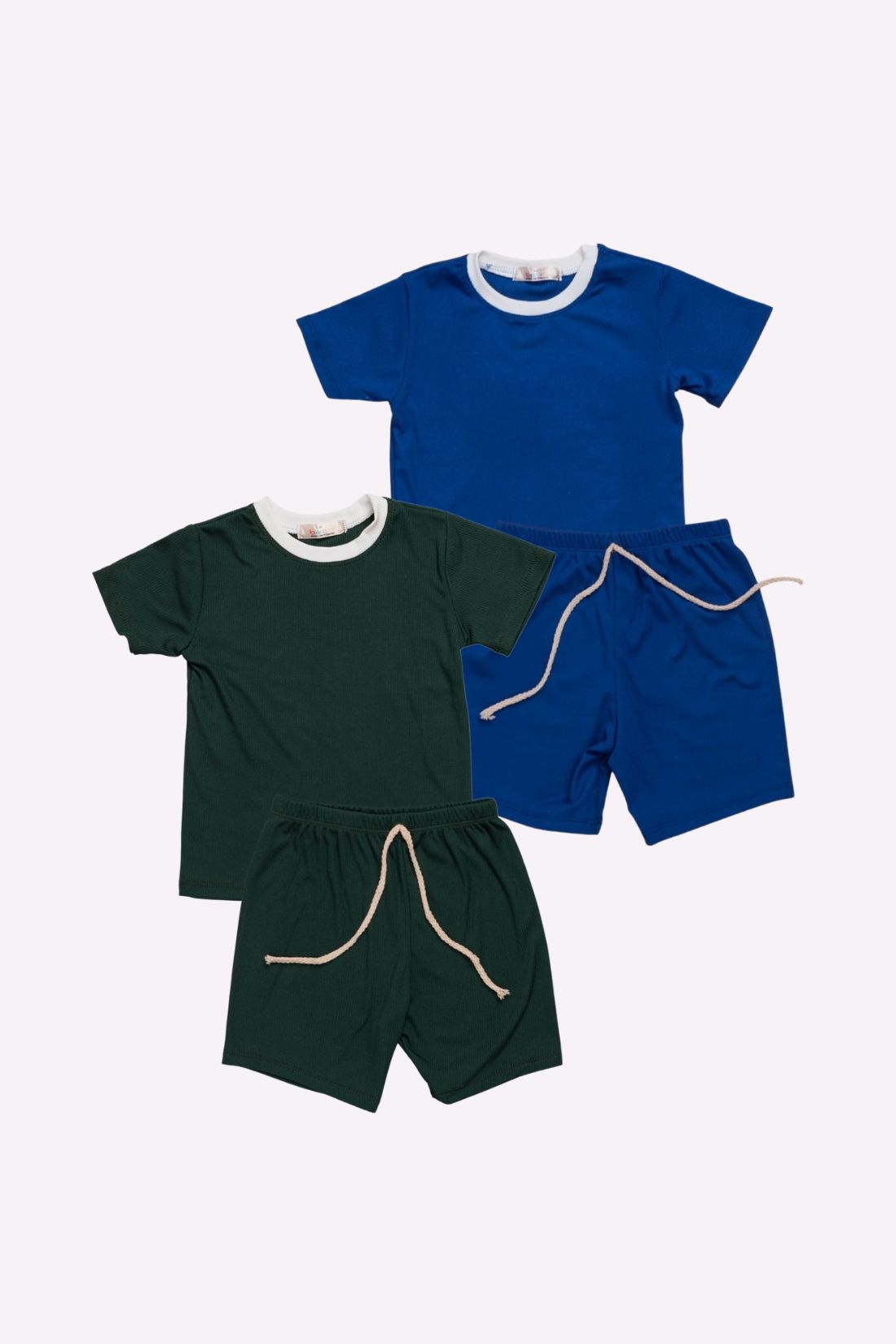 Set of 2 Shorts and Shirt Emerald Royal Blue