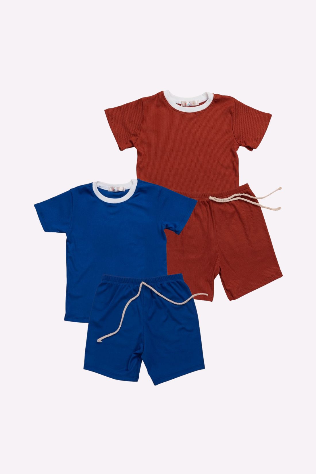 Set of 2 Shorts and Shirt Rust Royal Blue