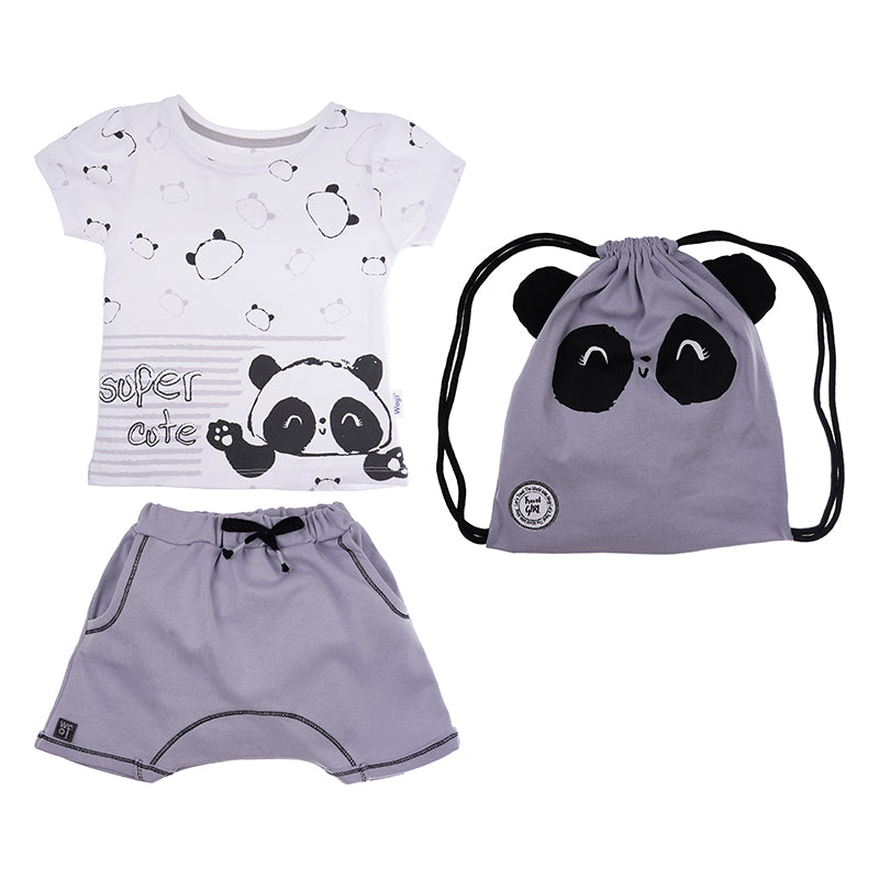 Wogi Play 3-Piece T-shirt Set with Shorts and Bag (Grey)