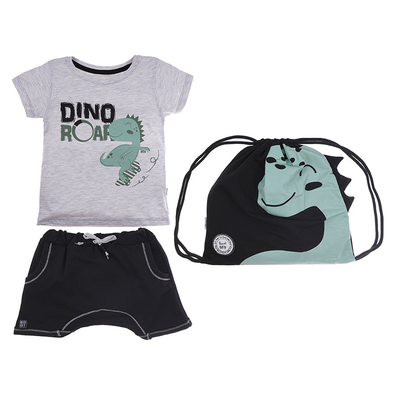 Wogi Play Dinosaur Top, Shorts & Bag (Black)