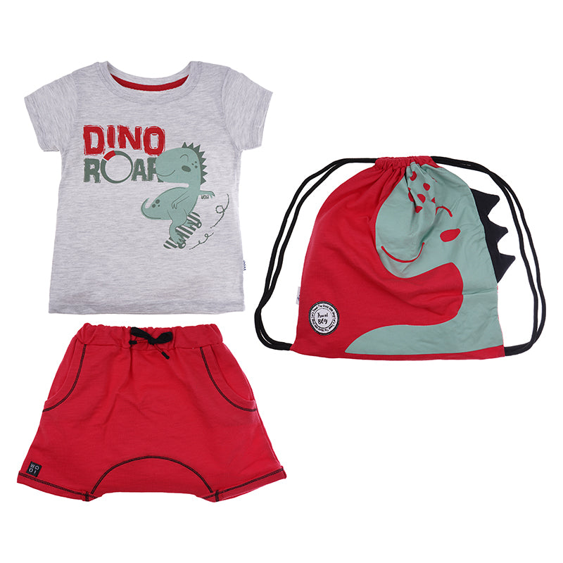 Wogi Play Dinosaur Top, Shorts & Bag (Red)