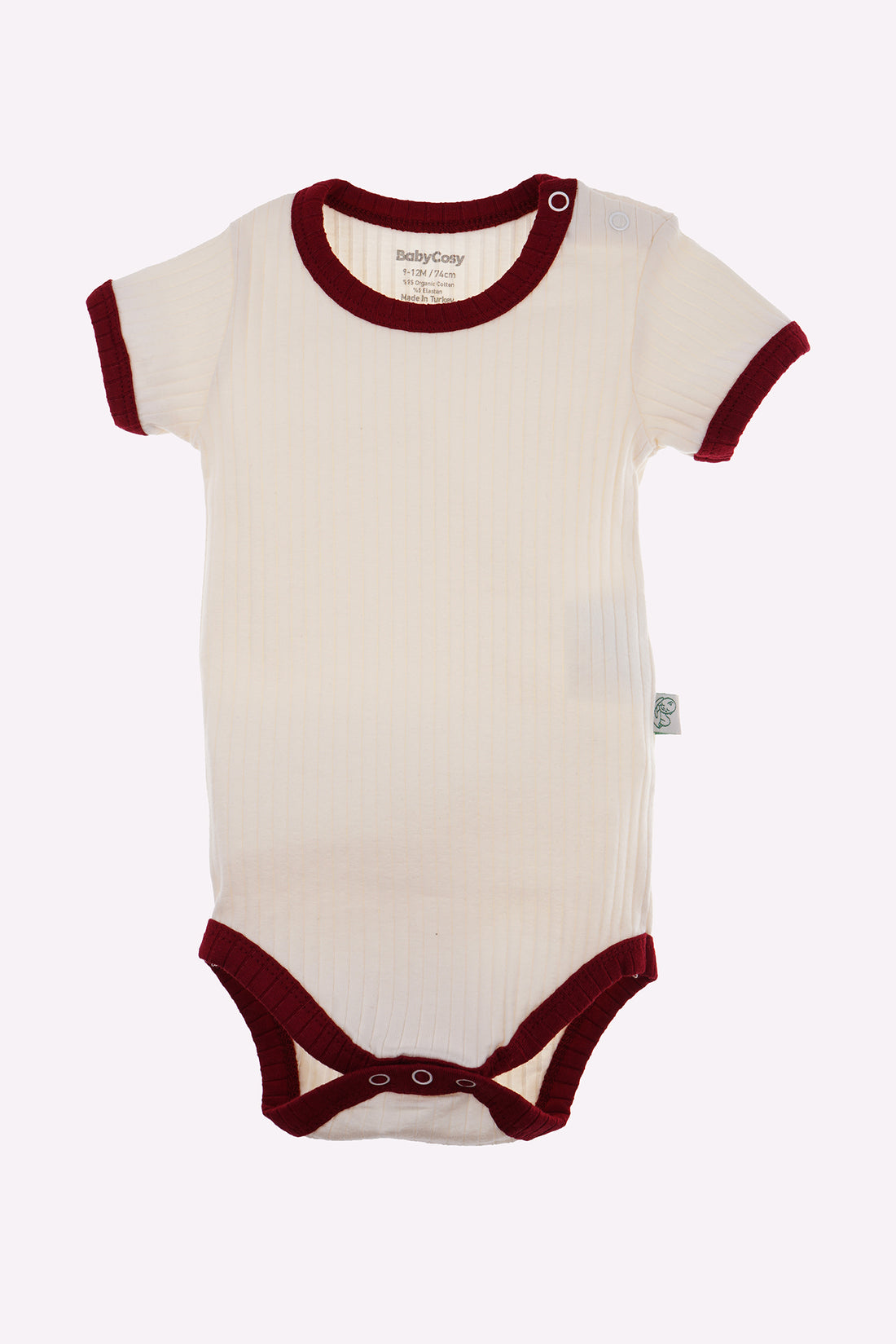 Babycosy Organic Shortsleeves Bodysuit Set of 2 (Creamy White & Red)