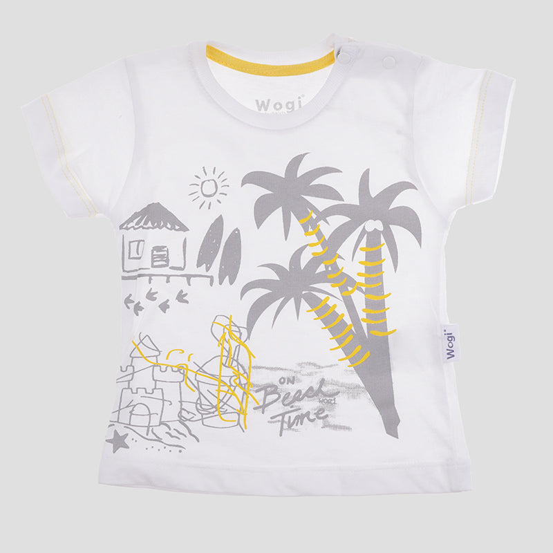 Wogi Play 3-Piece T-Shirt and Shorts Beach Day (White & Yellow)