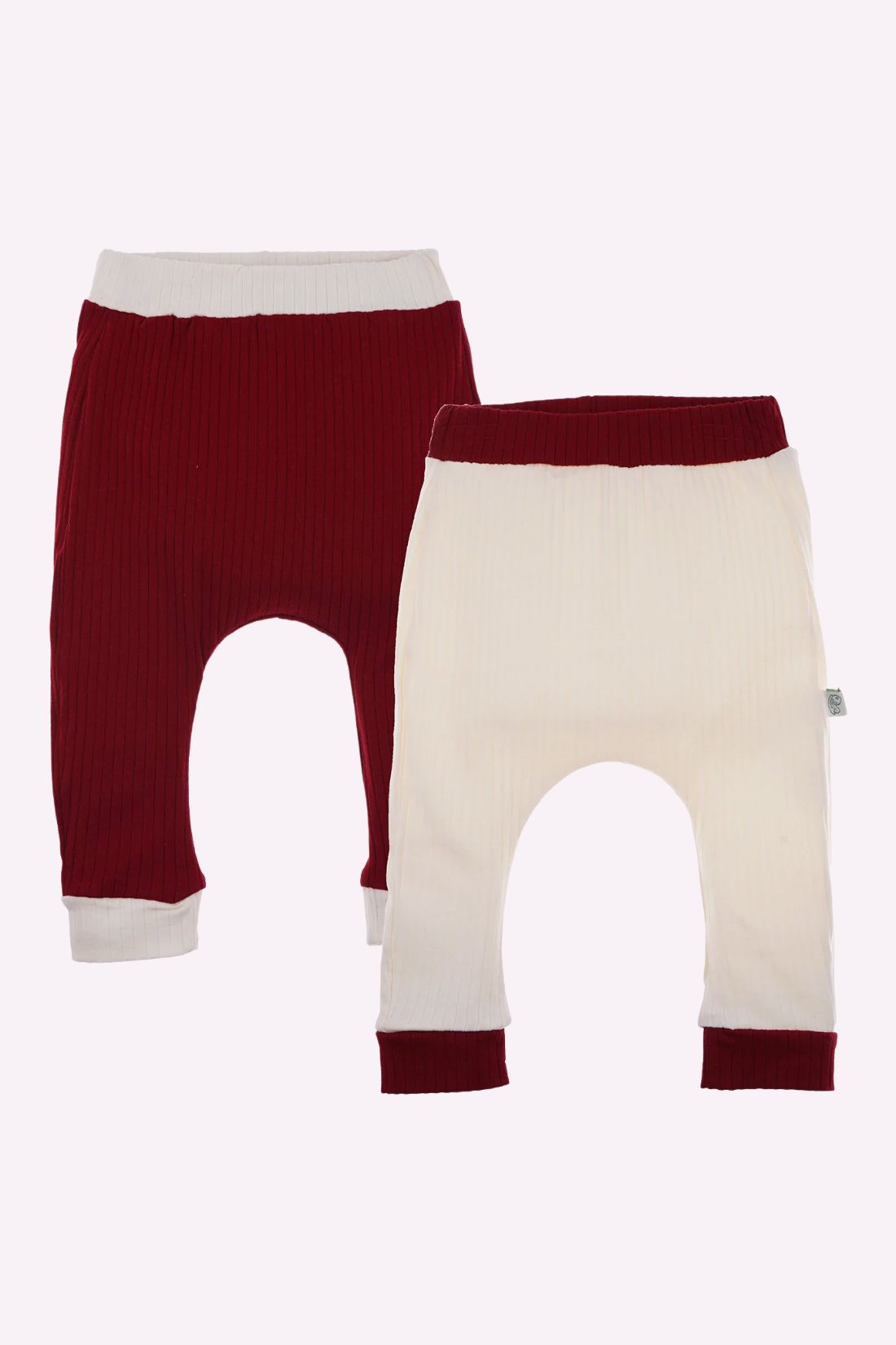 Babycosy Organic Pants Set of 2 (Creamy White & Red)